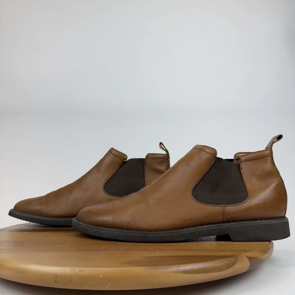 Mens Polo Ralph Lauren Waterbury Brown Burnished Leather Chelsea Boots‎ Sz 12 D